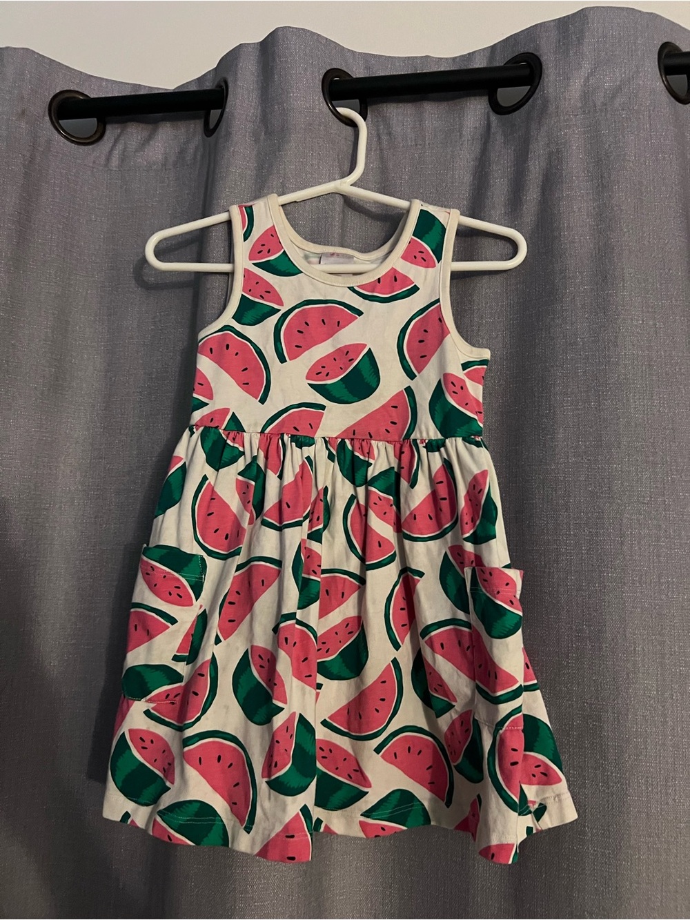 Hanna Andersson White Dress with Pink & Green Watermelon Print